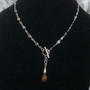 Amber Drop “Y” Necklace